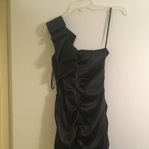 Tall one shoulder black maxi dress